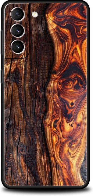 Handyhülle mit Vintage Holzmaserung für Samsung Galaxy S25 S24 S23 S22 S21 S20 S10 S9 Ultra Plus 5G FE in Braun aus weichem TPU - Bild 1