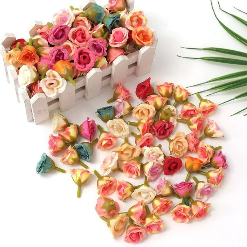 Künstliche Mini Rosen Köpfe aus Textil in Lila und Mehrfarbig für deine Hochzeitsdekoration und DIY-Projekte, Durchmesser: 2 cm - Bild 1