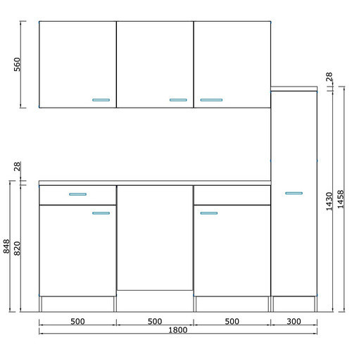 Respekta Singleküche Oliver in Weiß mit E-Geräten, B/T/H: 180 x 60 x 200 cm - Bild 3