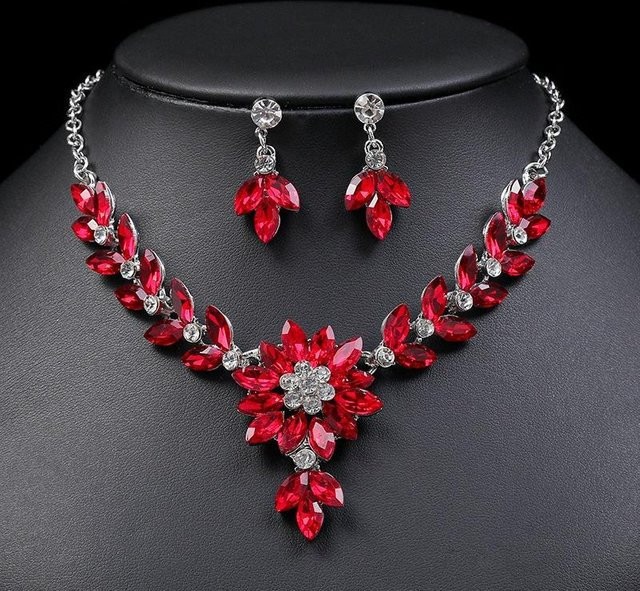Lucky Star Jewelry Schmuck-Set, Zirkonia, Silber, Messing, rot, Damen - Bild 1