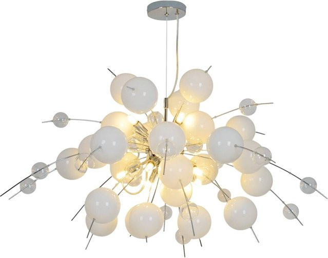Näve Pendelleuchte in Weiß und Chrom mit Glas und Metall, höhenverstellbar, G9 Fassung, Höhe: 187 cm, Breite: 98 cm, Tiefe: 98 cm - Bild 1