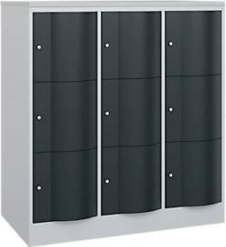 C+P Schließfachschrank Resisto mit 3 Abteilen und 9 Fächern, Lichtgrau/Anthrazitgrau, B: 114,8 cm, T: 64,0 cm, H: 125,5 cm - Bild 1