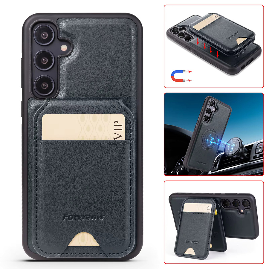 Luxus MagSafe Magnetische Lederhülle für Samsung Galaxy A17 A16 A55 A35 A25 A15 in Schwarz - Bild 1