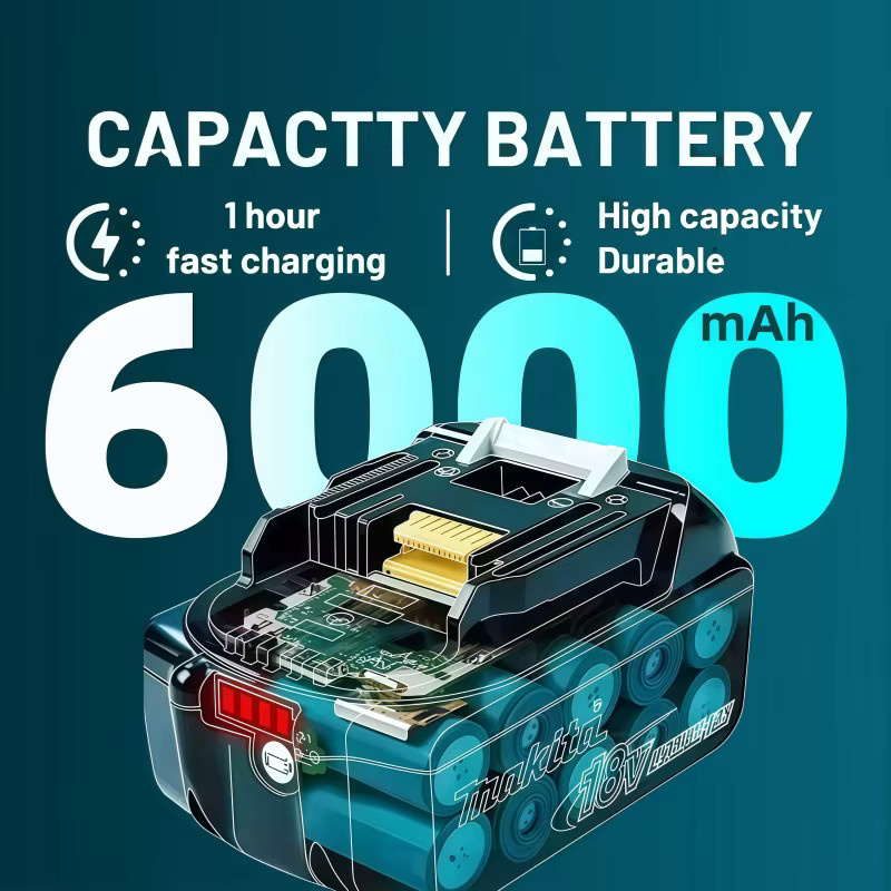 Makita Li-Ion Akku BL1860 6Ah für 18V Elektrowerkzeuge in Schwarz - Bild 5