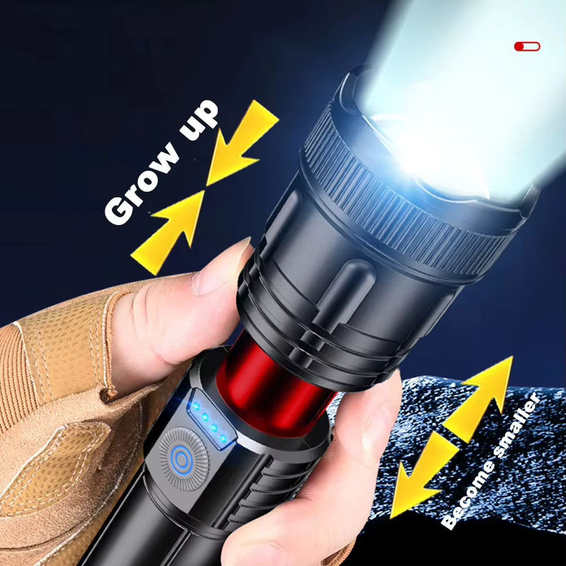 XIWANGFIRE LED Camping Taschenlampe mit 500 Lumen, 3 Lichtmodi, wasserdicht und wiederaufladbar, Schwarz - Bild 2