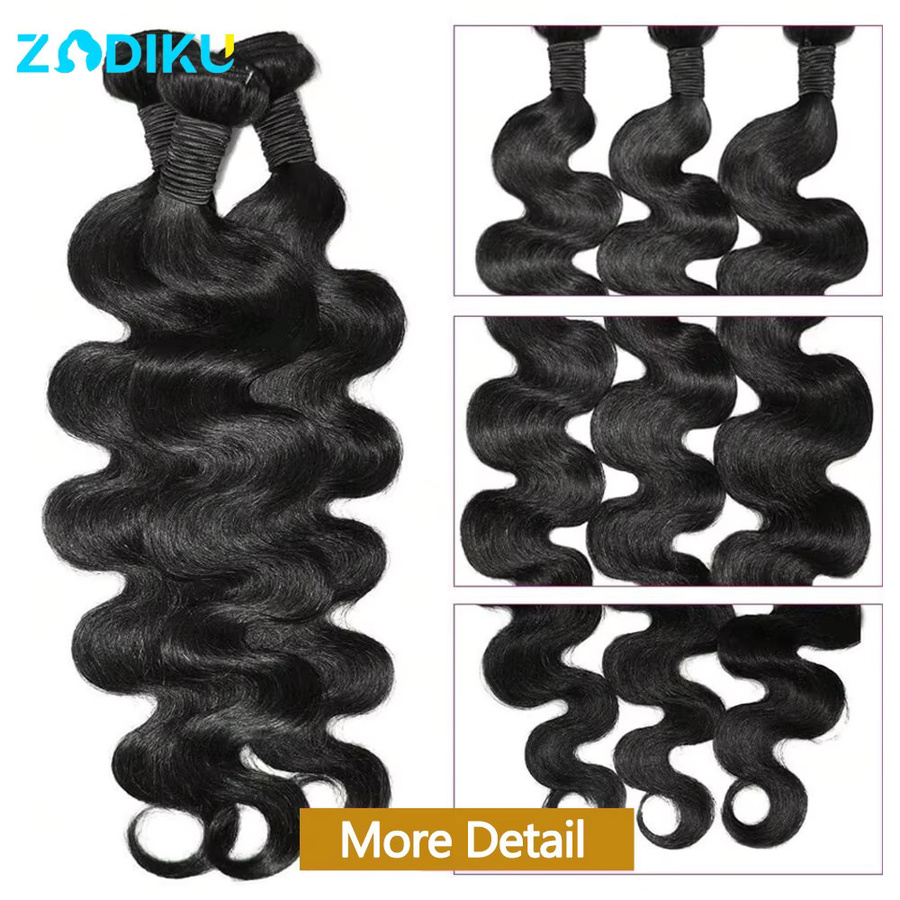 ZIDIKU Brasilianische Haar Bundles, 100% Menschliches Haar, 2x6 HD Spitze Verschluss - Bild 4