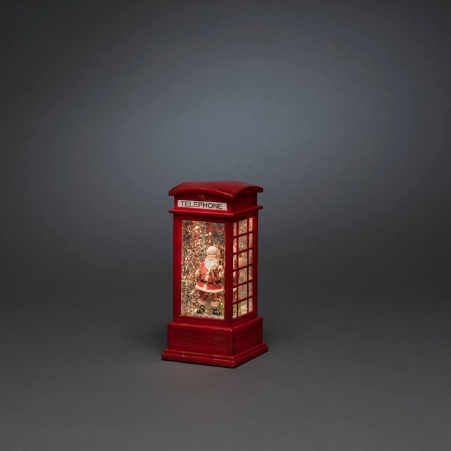 Konstsmide LED-Wasserlaterne rote Telefonzelle mit Weihnachtsmann und warmweißem Licht - Bild 1