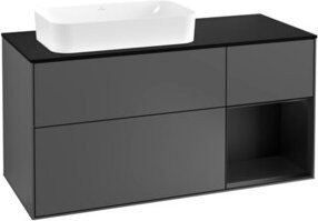 V&B Waschtischunterschrank Finion mit Wandbeleuchtung, Anthrazit lackiert, Breite: 120 cm, Tiefe: 50,1 cm, Höhe: 50,1 cm - Bild 1