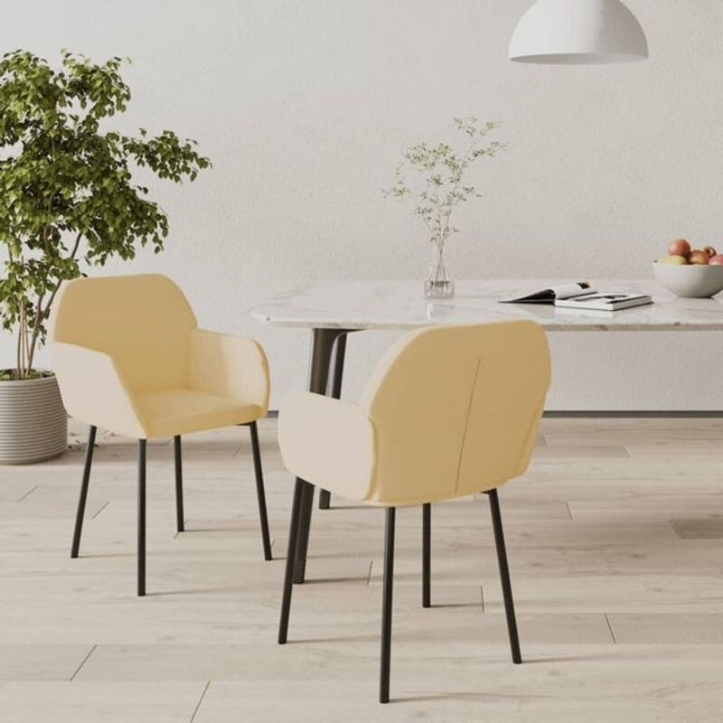 2er Set Esszimmerstühle von Vidaxl in Beige aus Samt und Metall im modernen Design - Bild 1