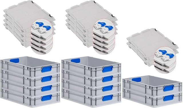 PROREGAL Spar Set 10x Eurobox Nextgen Color mit Scharnierdeckel und Schiebeschnappverschlüssen, Farbe Blau, H x B x T: 12 x 40 x 60 cm - Bild 1
