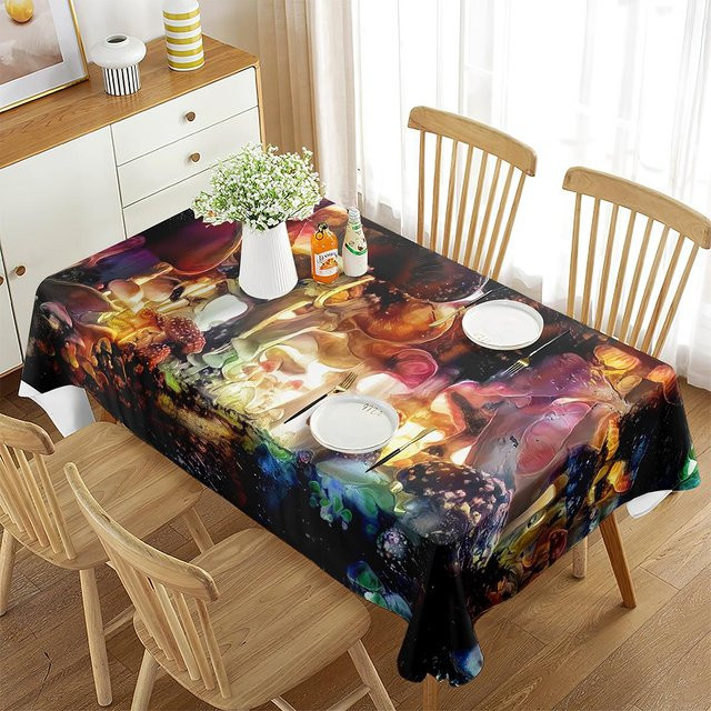 Fancy Style Studio Tischdecke mit psychedelischem Pilz-Design, rechteckig, mehrfarbig, B/B: 70 x 70 cm - Bild 1