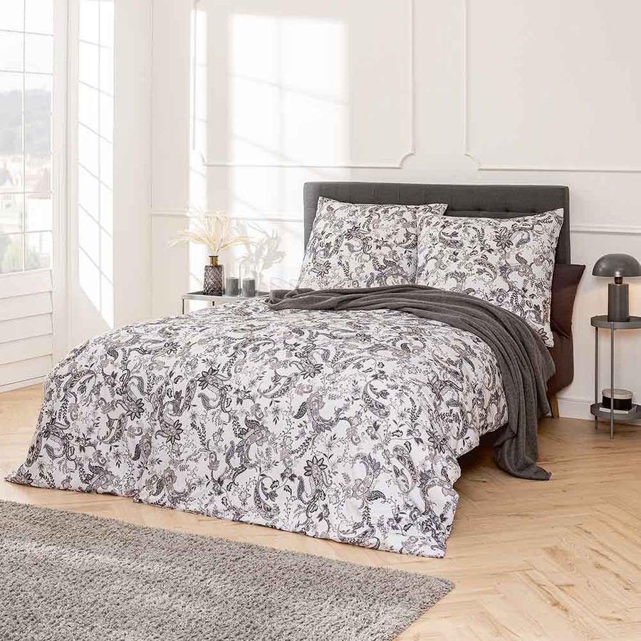 Estella Mako Jersey Bettwäsche Imogen Paisley in Silber Grau mit Bettbezug und Kissenbezug B/H: 155 x 220 cm und 80 x 80 cm - Bild 1