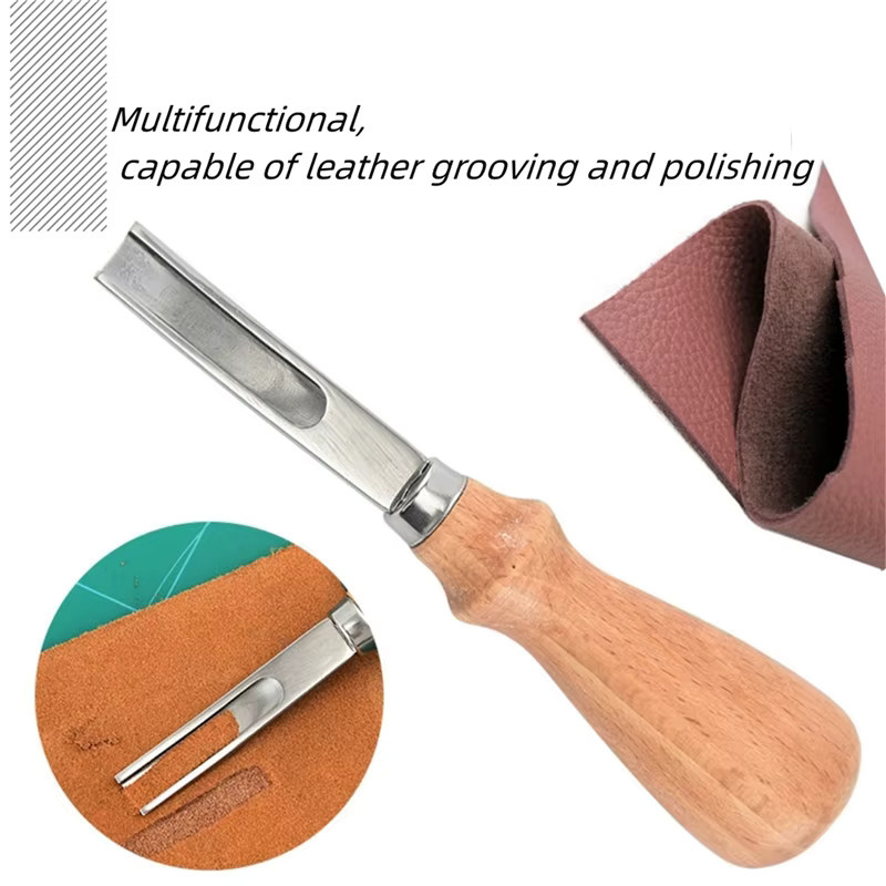 Lederhandwerk Randbebeiler und Skiving-Messer mit Holzgriff für DIY-Bastelarbeiten in den Größen 4mm, 6mm und 8mm - Bild 3