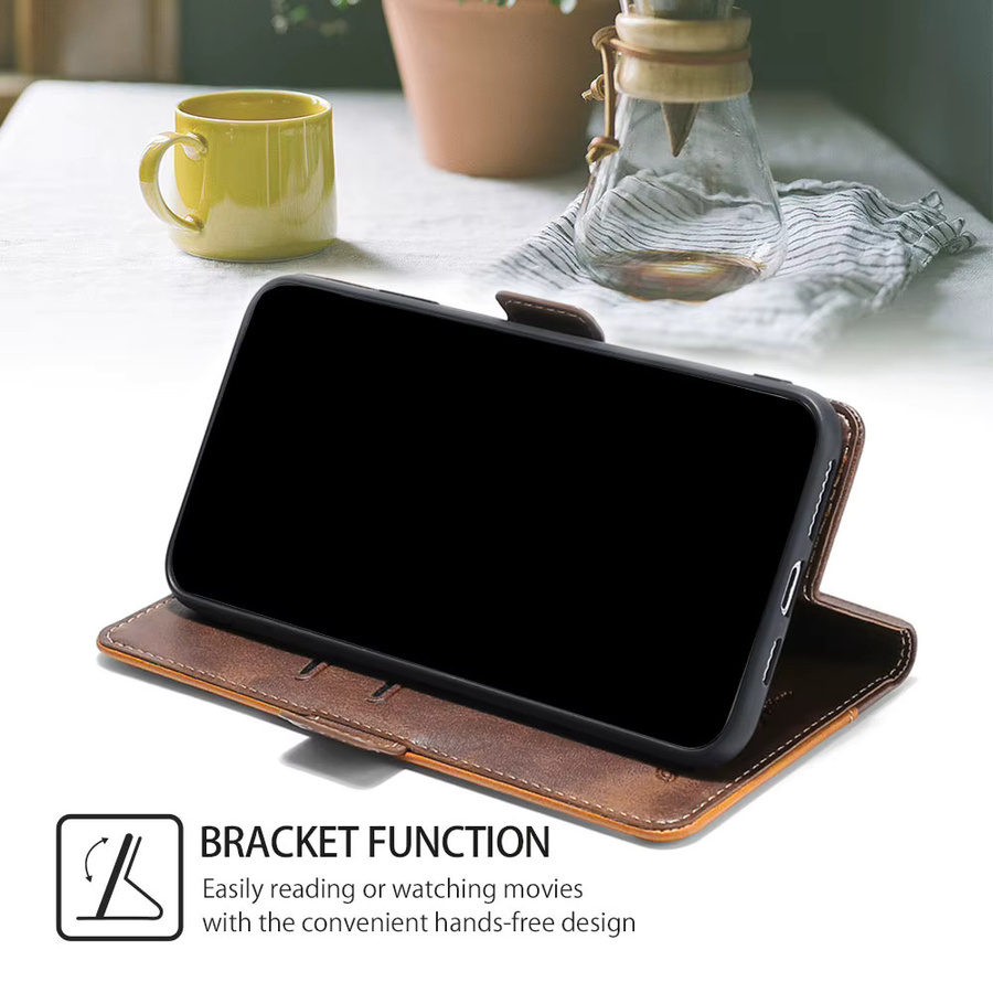 Stoßfeste Ledertasche mit Magnetschnalle und Flip Card Stand für Honor 200 Smart und Honor X6B 4G in Braun - Bild 6