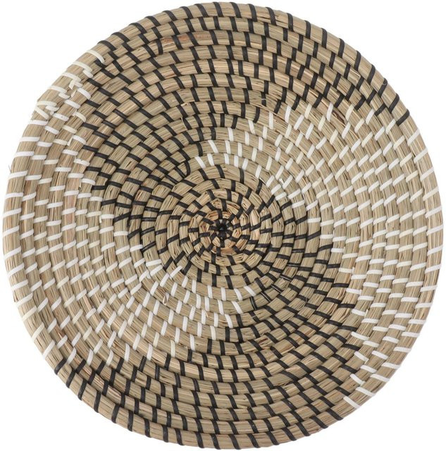 Handgefertigter Wandkorb aus Seegras von OutsideWorld in Schwarz und Beige im Boho-Design - Bild 1