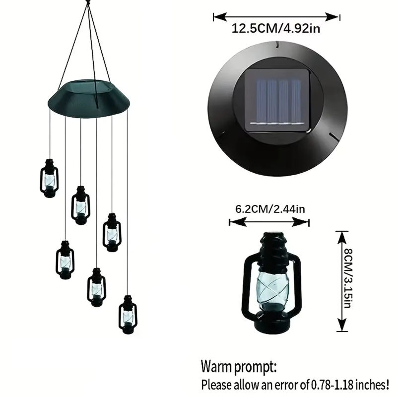 Peach Forest Solar Windspiel in Petroleum Flaschenform aus Glas für Garten und Veranda, mehrfarbig - Bild 5