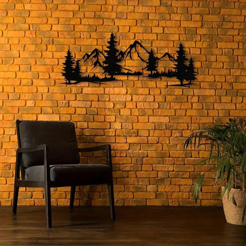 CIFBUY Rustikale Wandkunst aus Metall mit Wald- und Bergdesign für Kinderzimmer und Landhaus-Stil - Bild 4