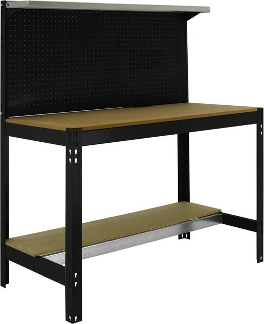 PROREGAL Werkbank Buffalo mit Werkzeugwand und Ablage, Anthrazit, H x B x T: 84 x 150 x 61 cm, Traglast 600 kg - Bild 1