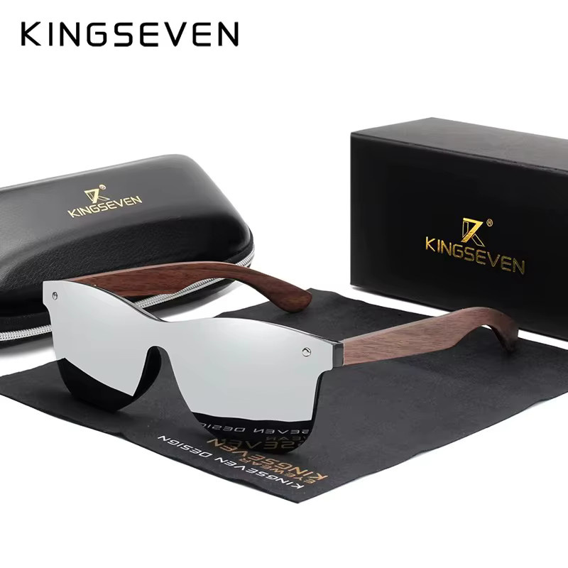 KINGSEVEN Sonnenbrille, quadratisch, Holz, polarisiert, Unisex, braun - Bild 2