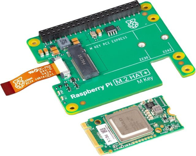 Hailo Edge AI Kit für Raspberry Pi 5 mit 13 TOPS M.2 HAT+ Rechenplatine in Grün - Bild 1