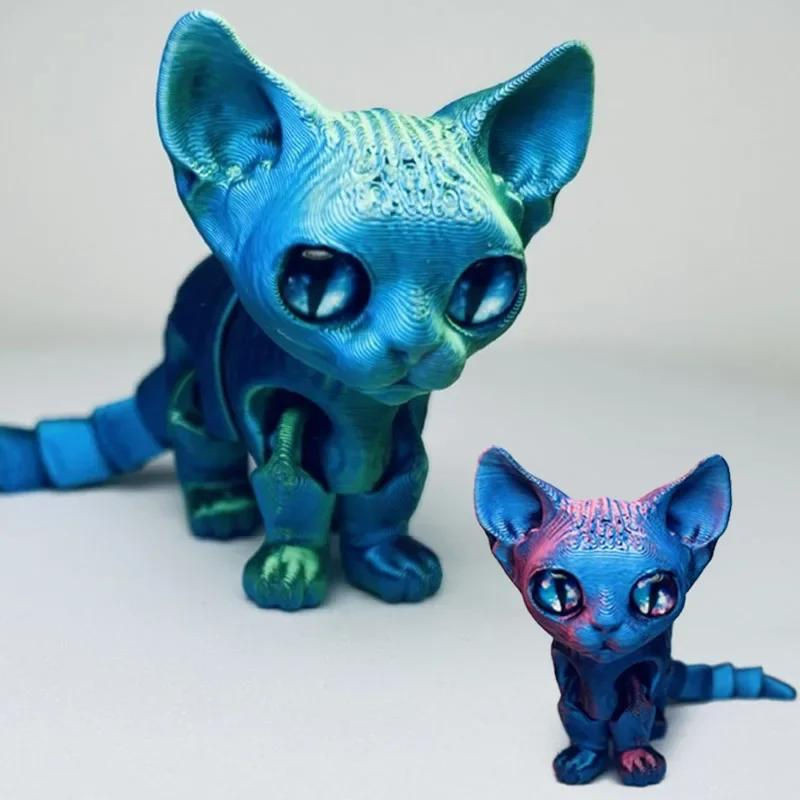 Fashnics Siamois 3D-Druck Figur – Bewegliches Siamjesische Katze Anti-Stress Spielzeug und Dekoration, mehrfarbig, Höhe: 12 cm - Bild 1