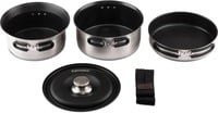 Petromax Kochgeschirr-Set aus Keramik und Edelstahl in Schwarz und Silber mit Deckel und Stieltopf - Bild 1