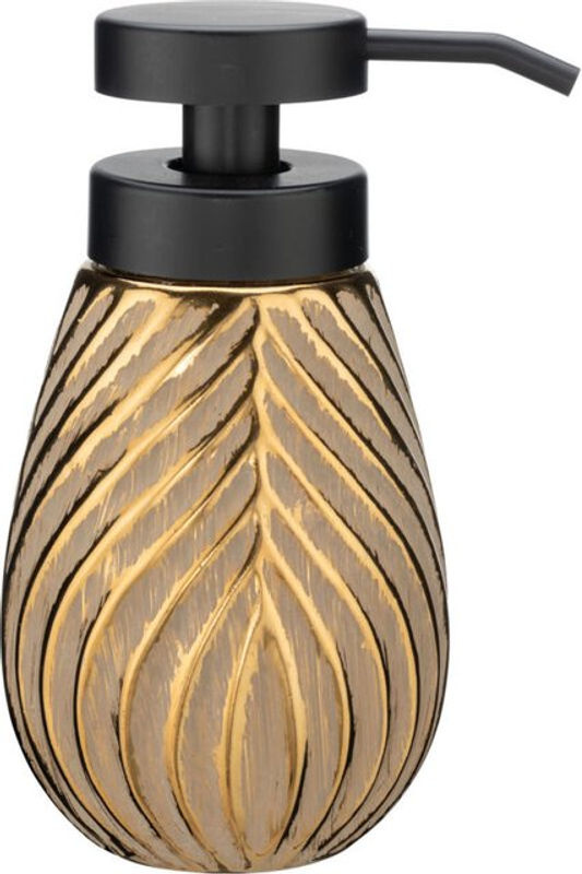 WENKO Bad-Accessoire Set Idro 2-teilig aus Keramik mit Seifenspender und Becher in Gold oder Schwarz - Bild 4
