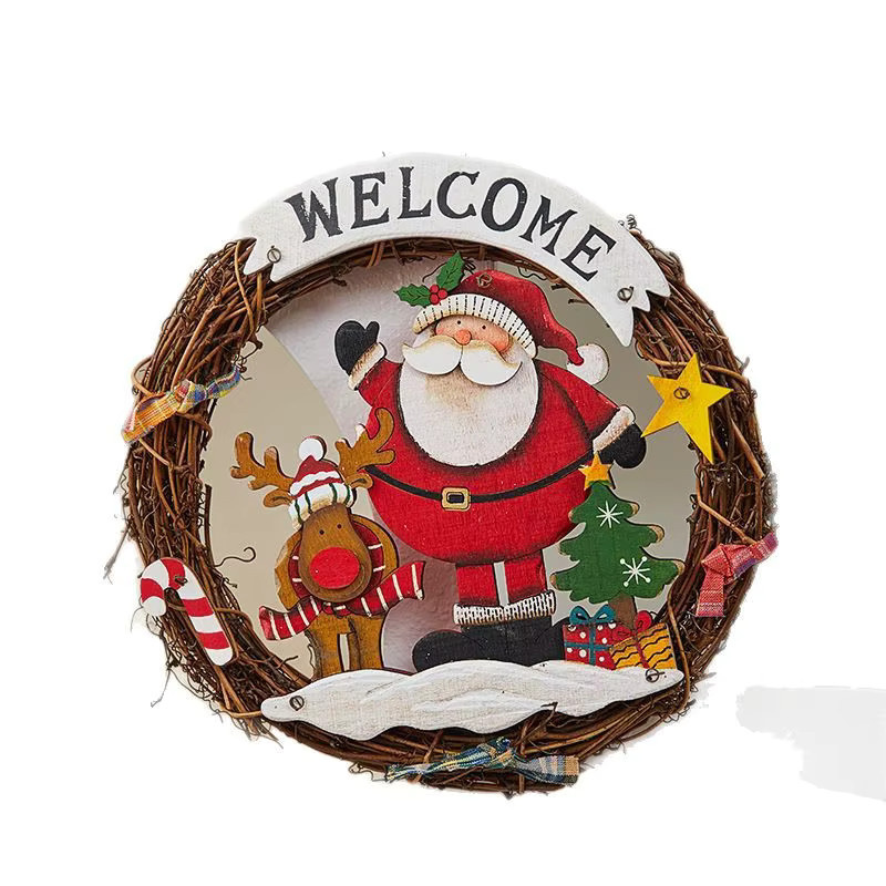 Festliche Weihnachts-Blumengirlande als hängendes Ornament aus Glas und Holz in Mehrfarbig für Fenster und Türdekoration - Bild 4
