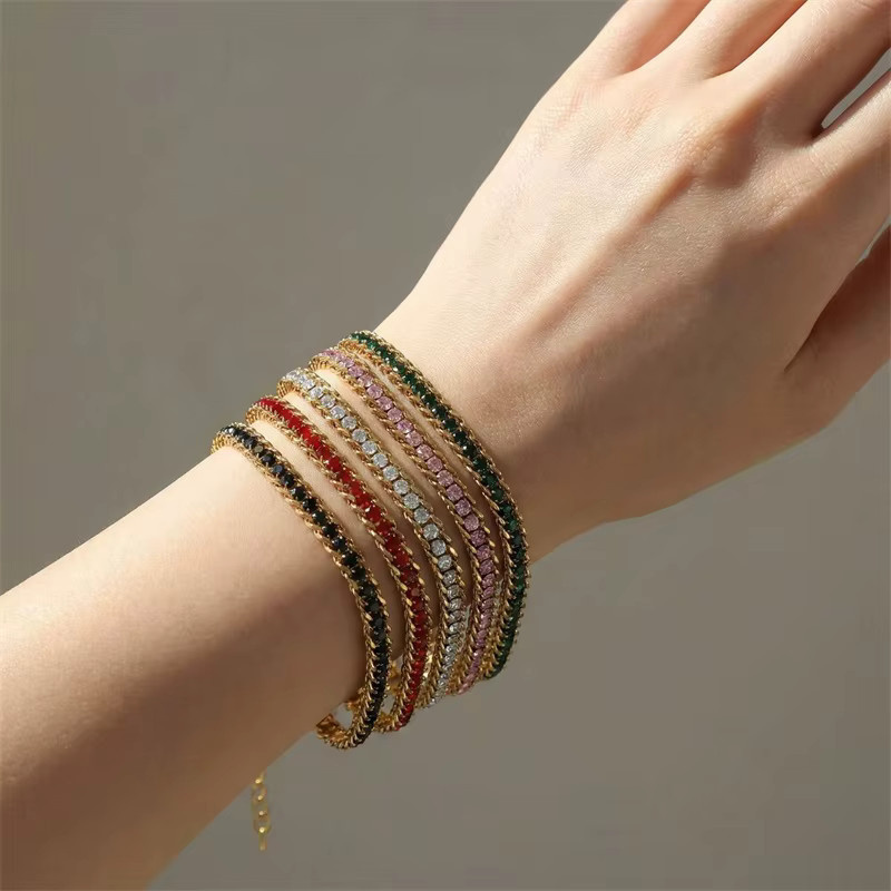 GANEMLY Armband Edelstahl, Zirkonia, Gold, Damen - Bild 2
