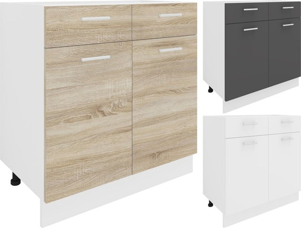 VCM Küchenschrank Esilo Unterschrank mit Schublade in Beige Oak, B/T/H: 80 x 46 x 82 cm - Bild 4