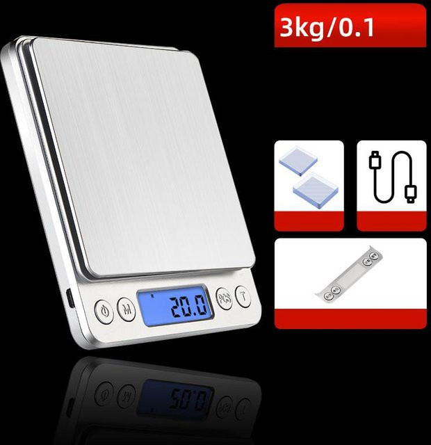 Bestbags Wiederaufladbare digitale Küchenwaage aus Edelstahl in Rot und Silber - Bild 1