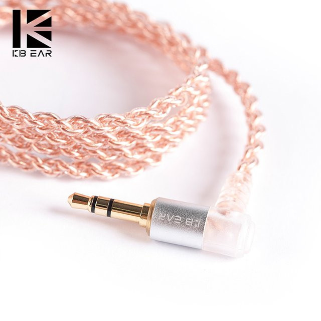KBEAR 4-adriges Kupfer-Upgrade-Kopfhörerkabel in Gold für HiFi-Ohrhörer mit 2 PIN, QDC, MMCX oder TFZ Anschluss - Bild 1