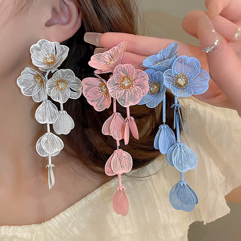 DINGABIYU Ohrringe, Blumen Blätter Quaste, Unisex - Bild 2