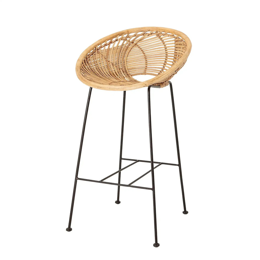 Bloomingville Barhocker Yonne aus Rattan und Eisen in Beige und Braun, Höhe: 94 cm - Bild 1