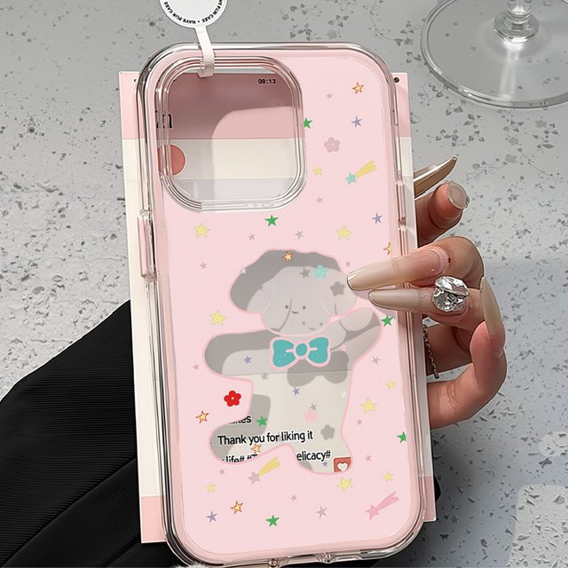 Stoßfeste Handyhülle mit Cartoon-Welpen-Design für iPhone 11 bis iPhone 17 Pro Max in Bonbonfarben - Bild 1