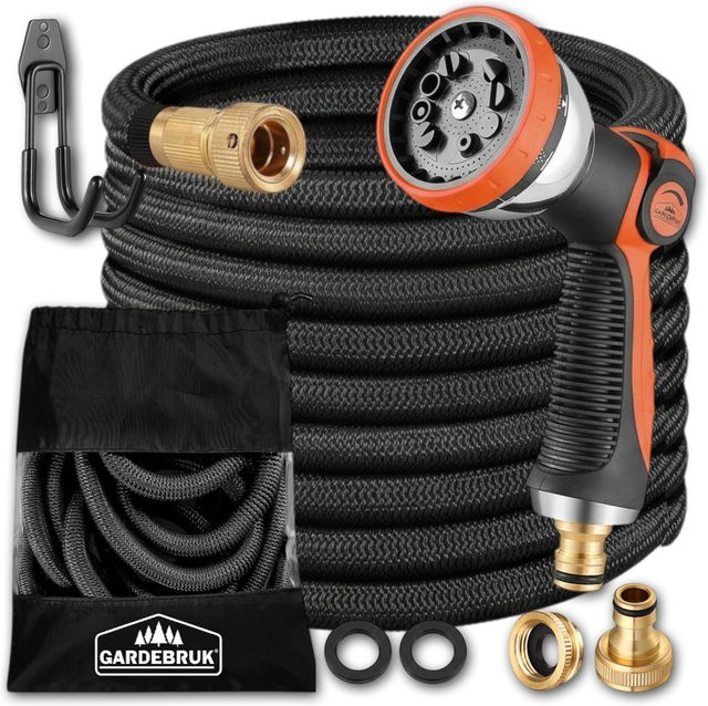 GARDEBRUK Gartenschlauch Schwarz 22m flexibel mit zwei Gummidichtungen - Bild 1