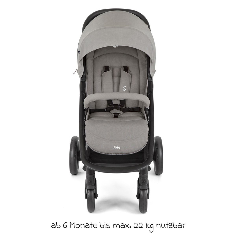 Joie Litetrax Buggy und Sportwagen mit Regenschutz und Ablagefach in Pebble Grey, belastbar bis 22 kg - Bild 2