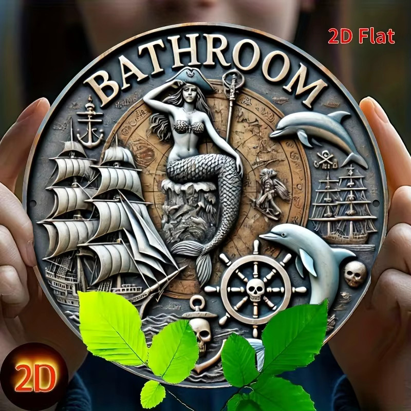 Rundes Vintage-Wandschild aus Metall von Potdemiel mit geometrischen Tier-Motiven in Multicolour zur Dekoration von Garten, Badezimmer oder Büro - Bild 4