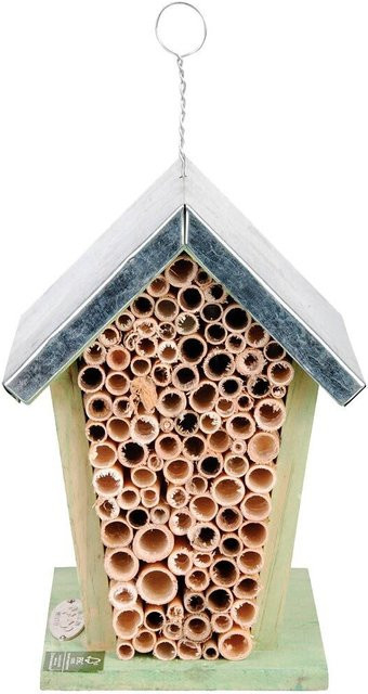 Insektenhotel mit verzinktem Blechdach als Bienenhaus und Nisthilfe zur Überwinterung - Bild 1