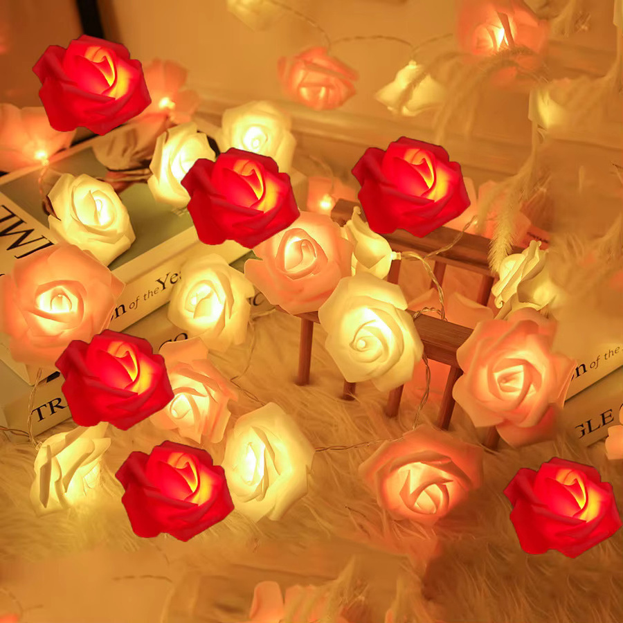 LED Lichterkette in Rot, Weiß und Rosa für Dekorationen zu Valentinstag, Hochzeit oder Party - Bild 4