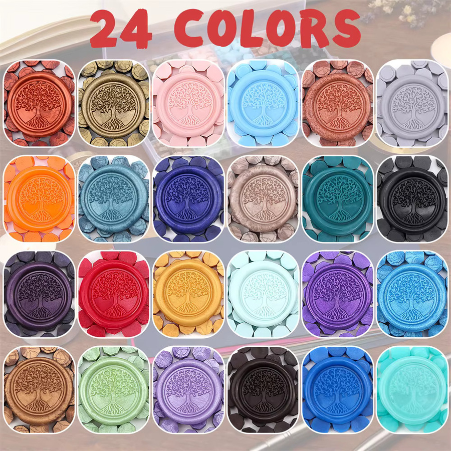 624-teiliges Wachssiegel-Set mit 24 Farben Wachsperlen, Wachsstempeln, Wachserhitzer und Zubehör in Multicolor - Bild 5