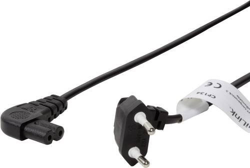LogiLink Strom Anschlusskabel mit Euro-Stecker und Kleingeräte-Stecker C8 in Schwarz, Länge: 0,75 m - Bild 1