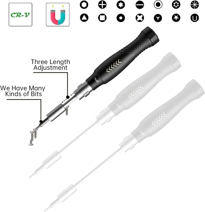 JM-8183 145-in-1 Präzisions-Schraubendreher-Set in Schwarz mit magnetischen CR-V-Bits für iPhone, PC und professionelle Reparaturen - Bild 4