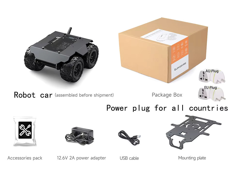 YoufangSmart 4wd Vollmetall-Roboter Auto, mit Gummi Rädern, Schwarz - Bild 5