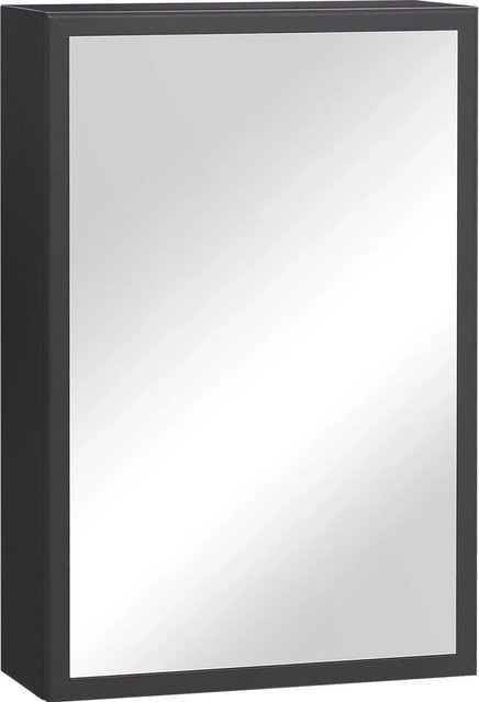 Kleankin Spiegelschrank Schwarz mit Edelstahl und Glasfronten für das Badezimmer, B/T/H: 40 x 15 x 60 cm - Bild 1