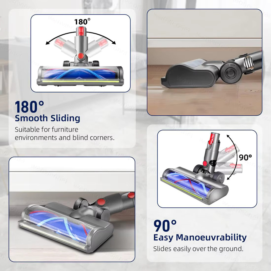 Dyson Staubsaugerkopf für V7 V8 V10 V11 V15 als V-förmige Boden- und Teppichbürste, abnehmbar und waschbar, Breite: 25,5 cm, Höhe: 13,0 cm - Bild 2