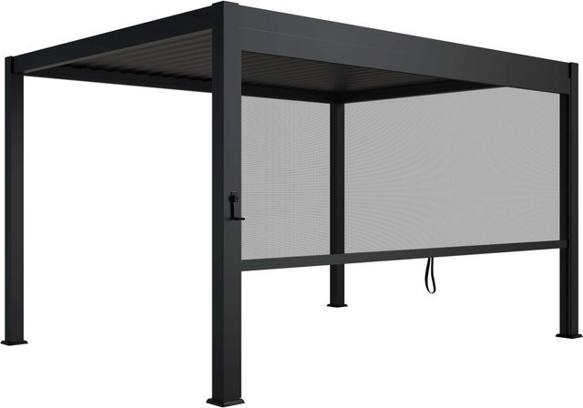 Juskys Lamellendach Tahiti Terrassenüberdachung aus Stahl mit Seitenwand in Anthrazit B: 4 m, T: 3 m - Bild 2