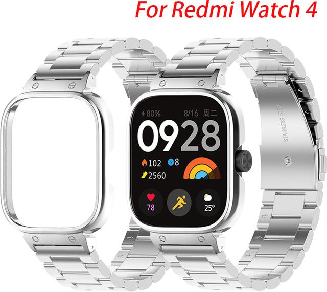 AMAZFEEL Uhrenarmband Edelstahl, Silber, Redmi Watch 4, Unisex - Bild 1