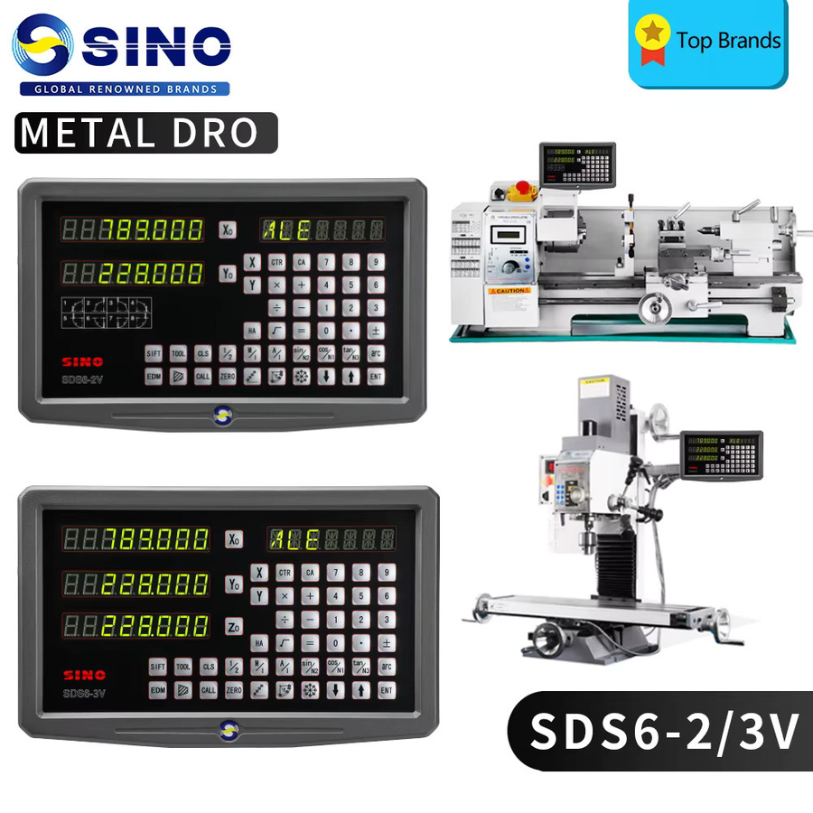 Sino SDS6-3V 3-Achsen-Digitalanzeige aus Metall mit KA-300 oder KA-500 digitalen optischen Glaslinealen für Fräs- und Drehmaschinen in Silber - Bild 3