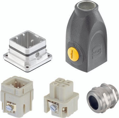 HARTING Steckverbinder-Set 10220030001, Gesamtpolzahl: 3 + PE, grau - Bild 1